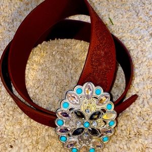 Brown belt with stones